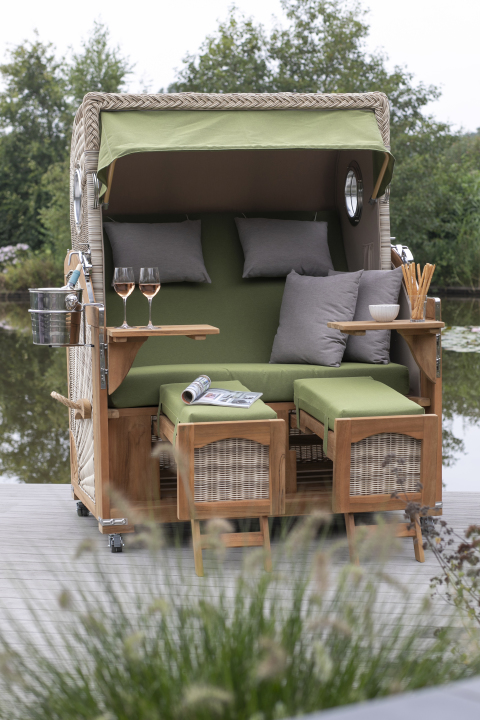 Strandkorb Rantum Grande Bullauge Teak P... Strandkorb Rantum Grande Bullauge Teak P...